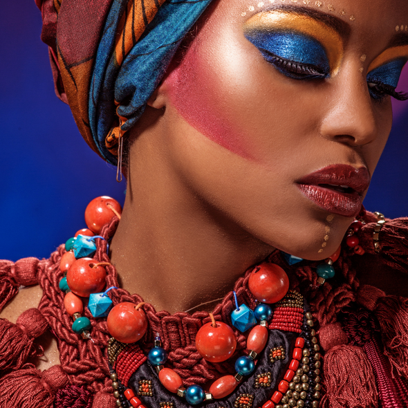 Young lady in colourful African attire