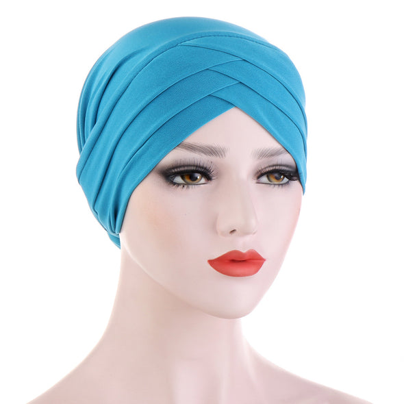 Plain Cross Design Stretch Cotton Turban