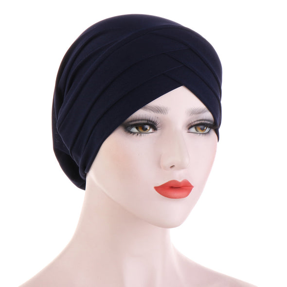 Plain Cross Design Stretch Cotton Turban