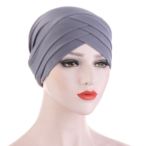 Plain Cross Design Stretch Cotton Turban