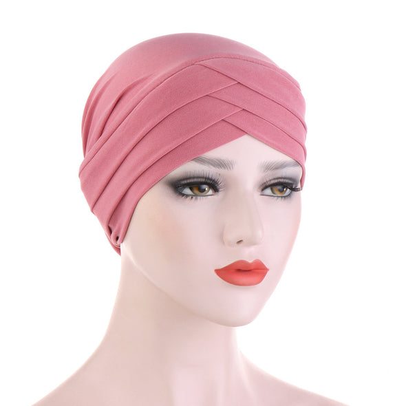 Plain Cross Design Stretch Cotton Turban