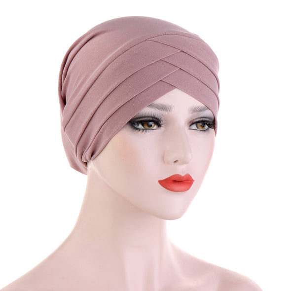 Plain Cross Design Stretch Cotton Turban