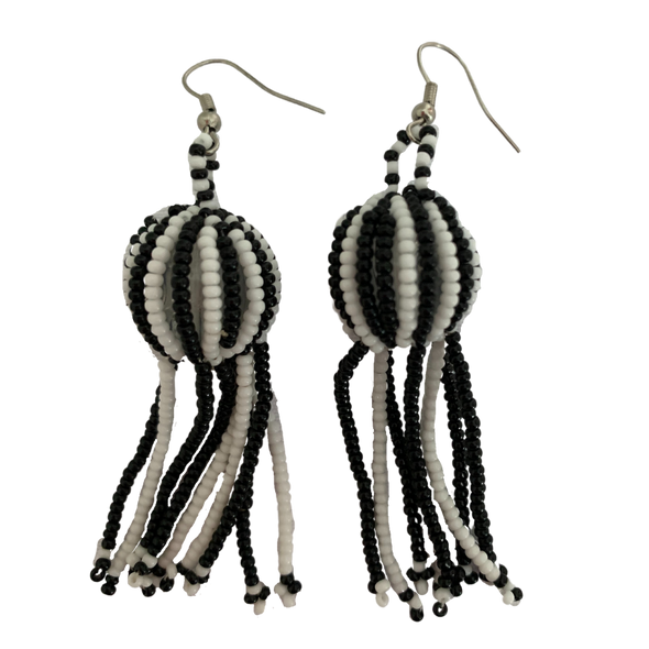 Frilled balled African beaded earrings