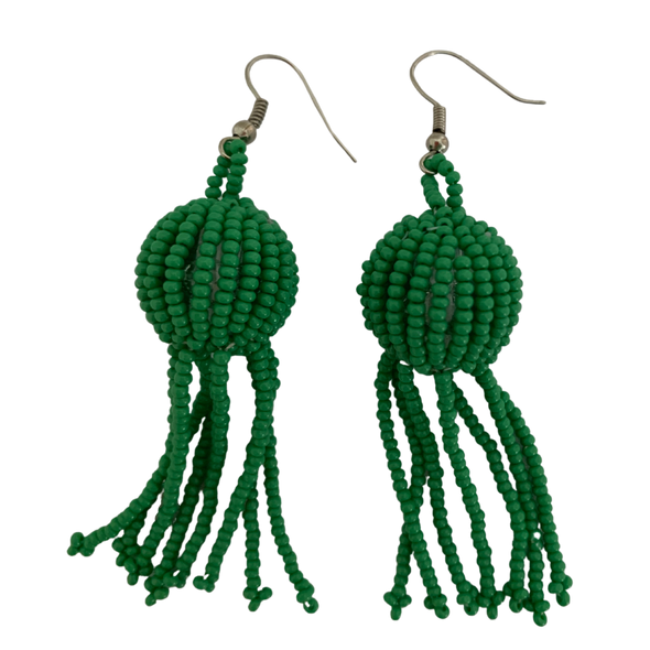 Frilled balled African beaded earrings