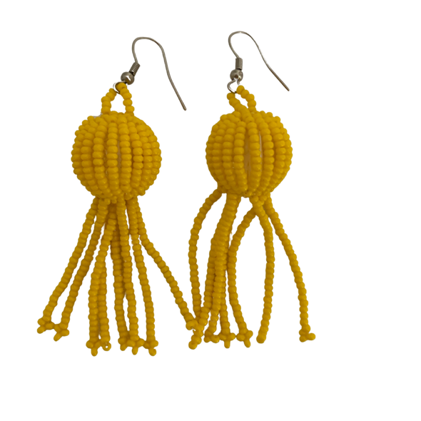 Frilled balled African beaded earrings