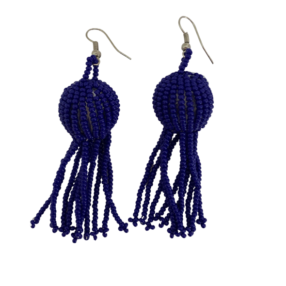 Frilled balled African beaded earrings