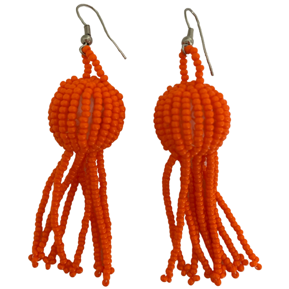 Frilled balled African beaded earrings