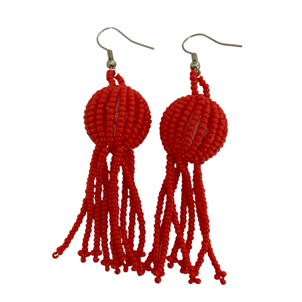 Frilled balled African beaded earrings