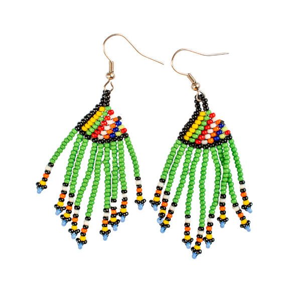 Short Frilled Beaded Earrings