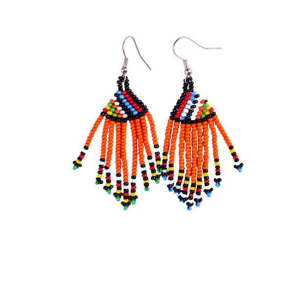 Short Frilled Beaded Earrings