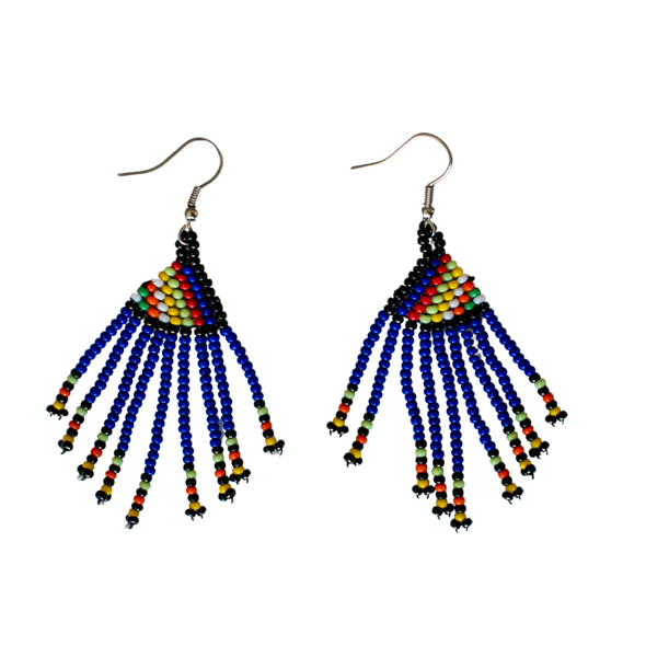 Short Frilled Beaded Earrings