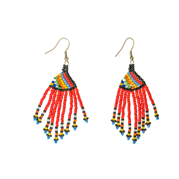 Short Frilled Beaded Earrings