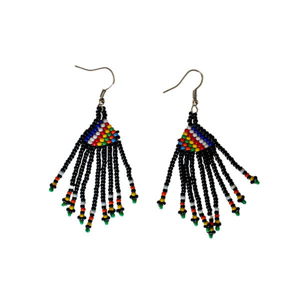 Short Frilled Beaded Earrings