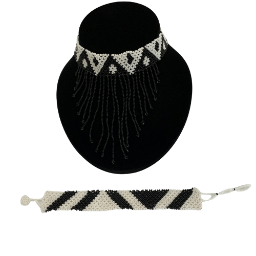 Zulu African beaded chocker necklace and bracelet set