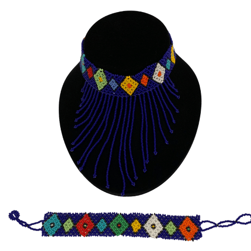 Zulu African beaded chocker necklace and bracelet set