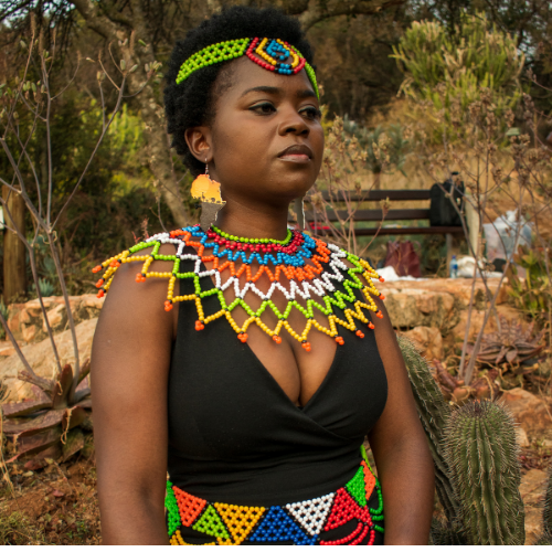 Zulu Beaded Headband, Belt and Bib Necklace Set