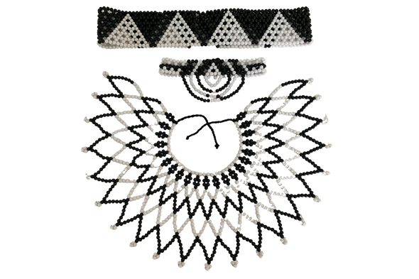 Zulu Beaded Headband, Belt and Bib Necklace Set