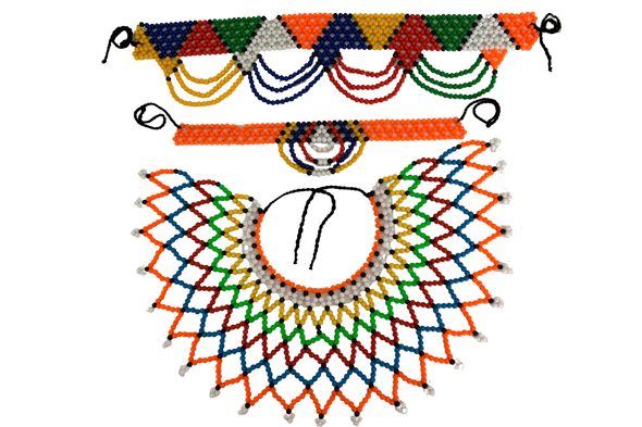 Zulu Beaded Headband, Belt and Bib Necklace Set