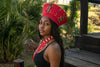 Young beautiful African lady wearing A Zulu hat and African beaded necklace