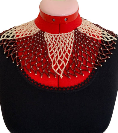 Two Tone African Beaded Bib Necklace