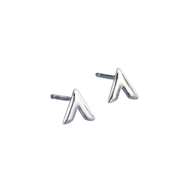 Sterling Silver Stud Earrings, V Design